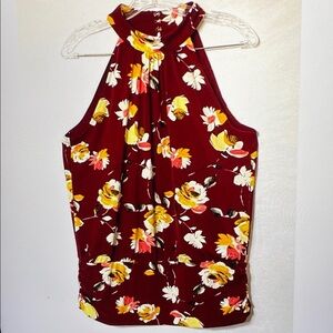 White House Black Market Halter Top Women Multi Mock Neck Runched